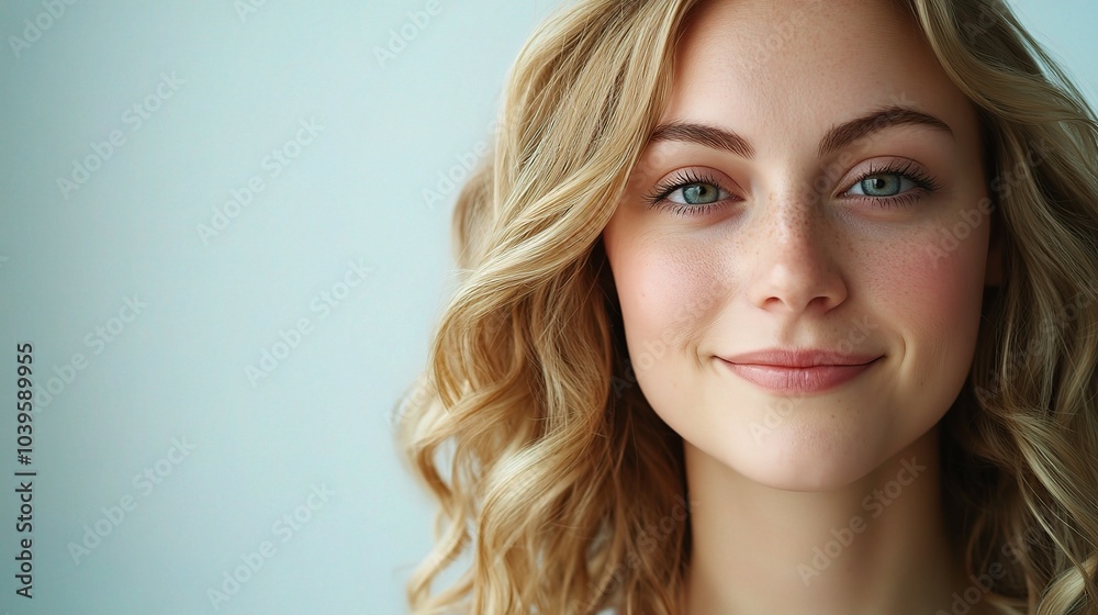 Portrait of a Smiling Young Woman with Curly Hair Portrait of a Smiling Young Woman with Curly Hair