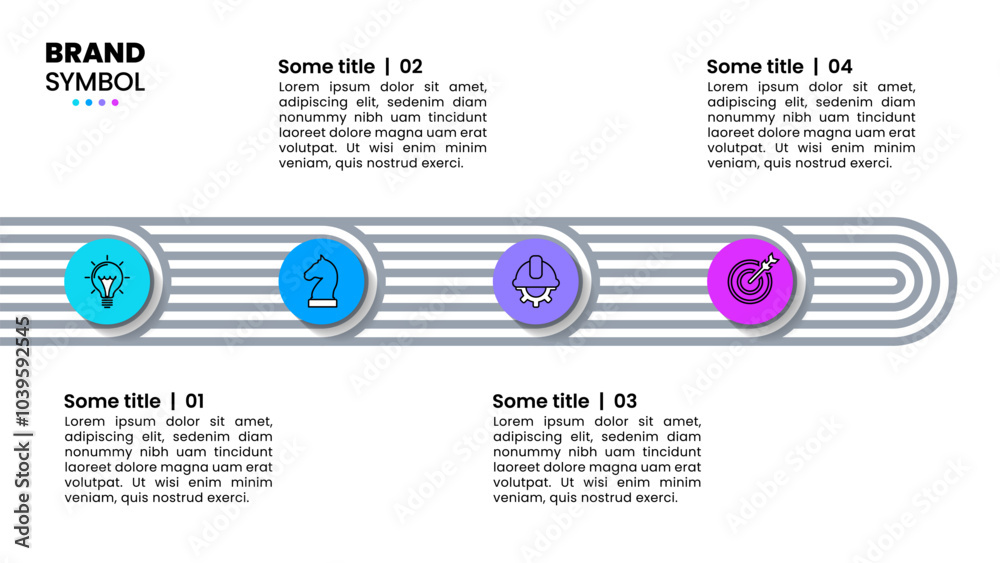 Fototapeta premium Infographic template. Abstract horizontal line with 4 steps