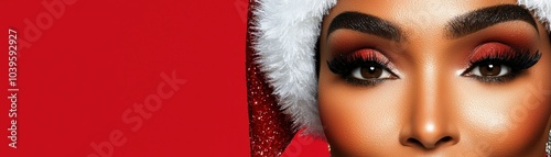 Radiant Woman with Festive Makeup