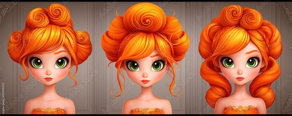 Stunning 3D Illustrations of Orange Hair Styles Stunning 3D Illustrations of Orange Hair Styles
