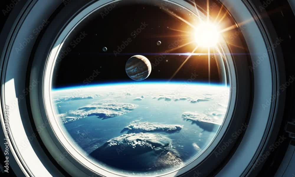 beautiful view of the sun seen from the spaceship window beautiful view of the sun seen from the spaceship window