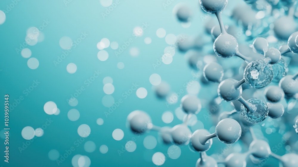 Oxygen molecules gracefully floating in a serene blue space, softly glowing, with open text area at the top. Oxygen molecules gracefully floating in a serene blue space, softly glowing, with open text area at the top.