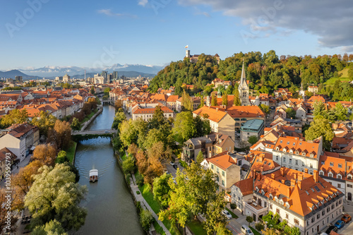 Wallpaper Mural Aerial view of the Ljubljana old town, Slovenia. Torontodigital.ca