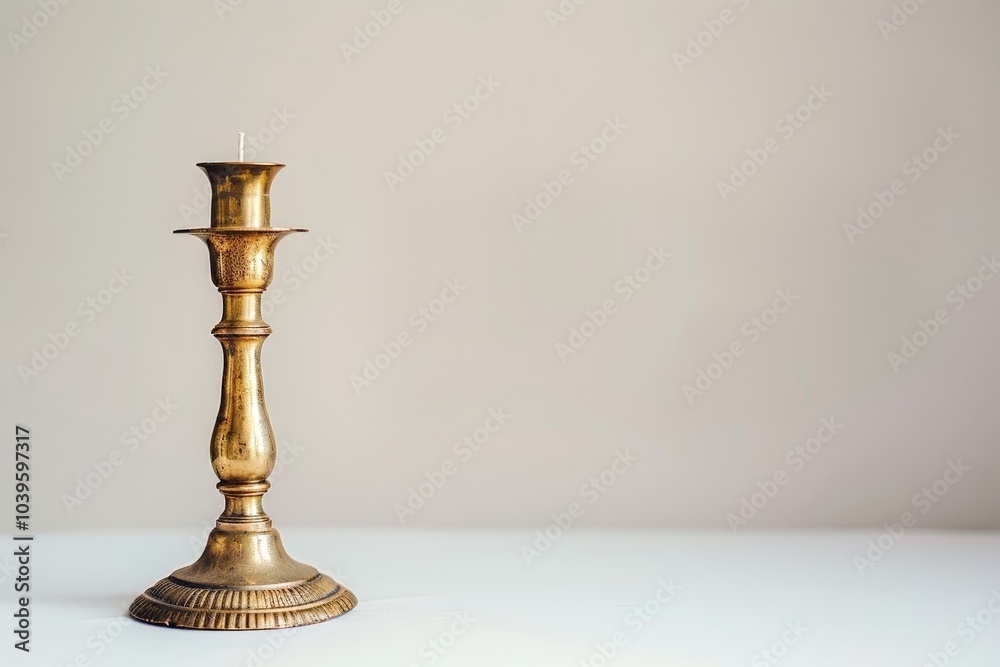 Gold Candle Holder on a White Surface Isolated On White Background Gold Candle Holder on a White Surface Isolated On White Background