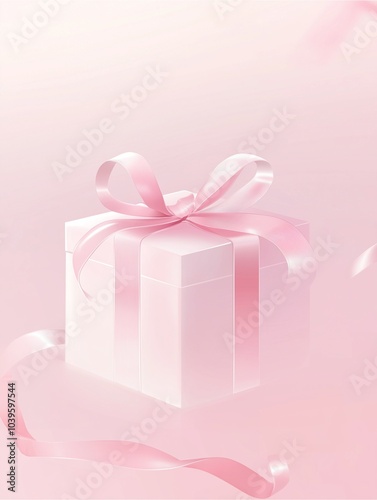 Pink gift box with red ribbon, perfect for Christmas or birthday celebration