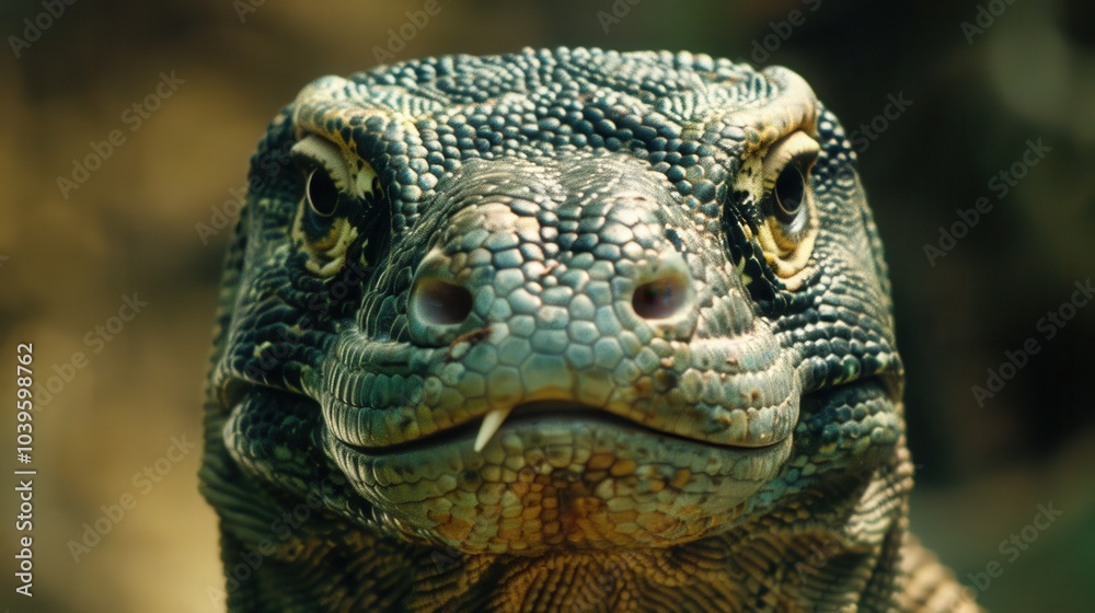 Fototapeta Detailed Portrait of a Komodo Dragon in Indonesia
