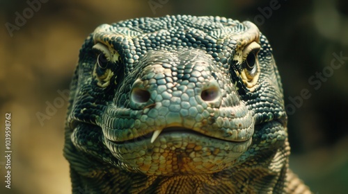 Detailed Portrait of a Komodo Dragon in Indonesia