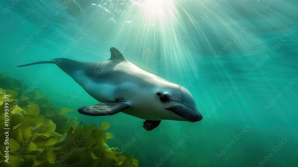 Dramatic Underwater Shot of Vaquita Porpoise Dramatic Underwater Shot of Vaquita Porpoise