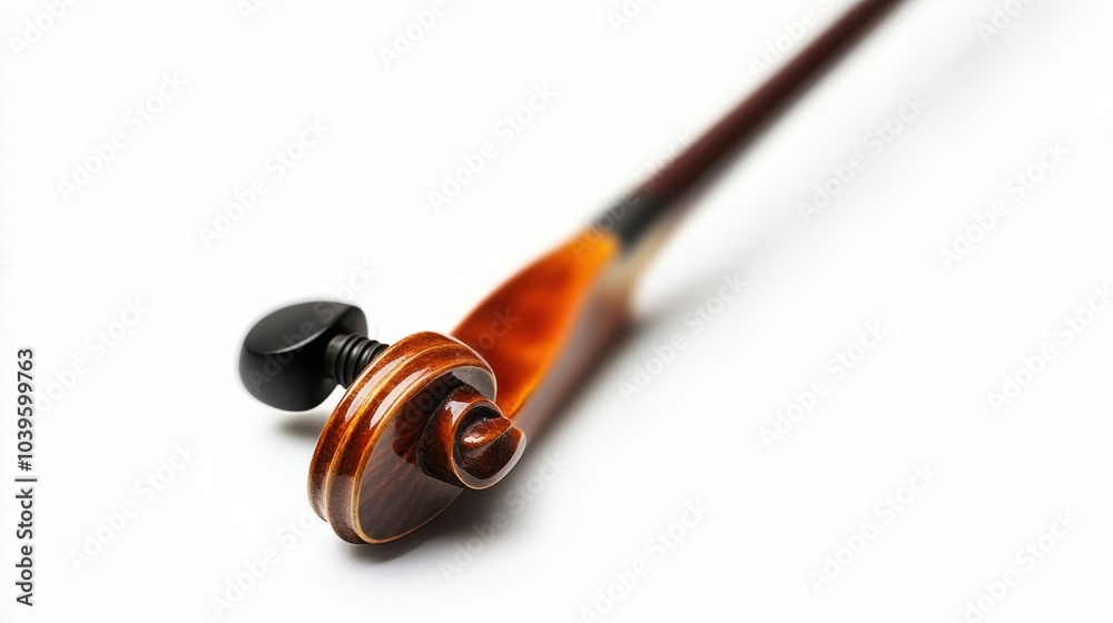 Shiny violin bow with fine horsehair, isolated on white background Shiny violin bow with fine horsehair, isolated on white background