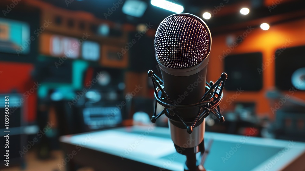 Soundproof Studio Environment:Close-up of a Microphone,Voiceover Recording Setup,Professional Audio Production Soundproof Studio Environment:Close-up of a Microphone,Voiceover Recording Setup,Professional Audio Production