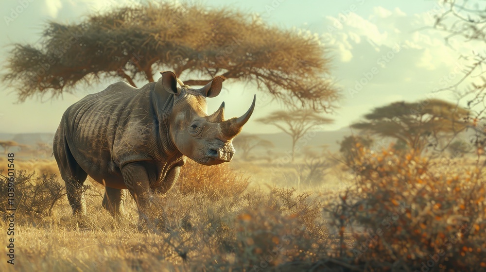 Obraz premium Black Rhinoceros in Stunning Natural Habitat