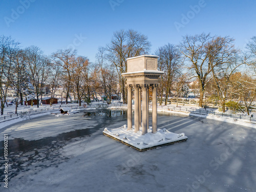 Aerial view of the General Jozef Bem Mausoleum in Tarnow, Poland. photo