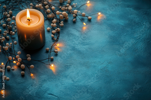 Calm candlelight with floral decoration
 photo