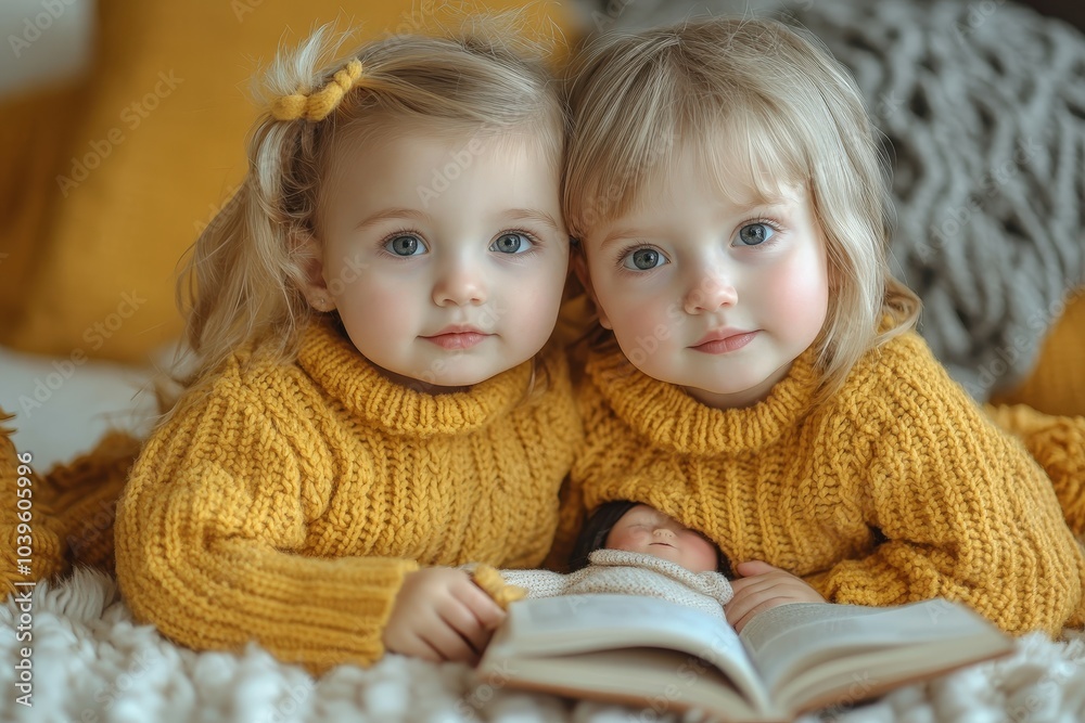 Bedtime Cuddle - A Family Moment. Beautiful simple AI generated image