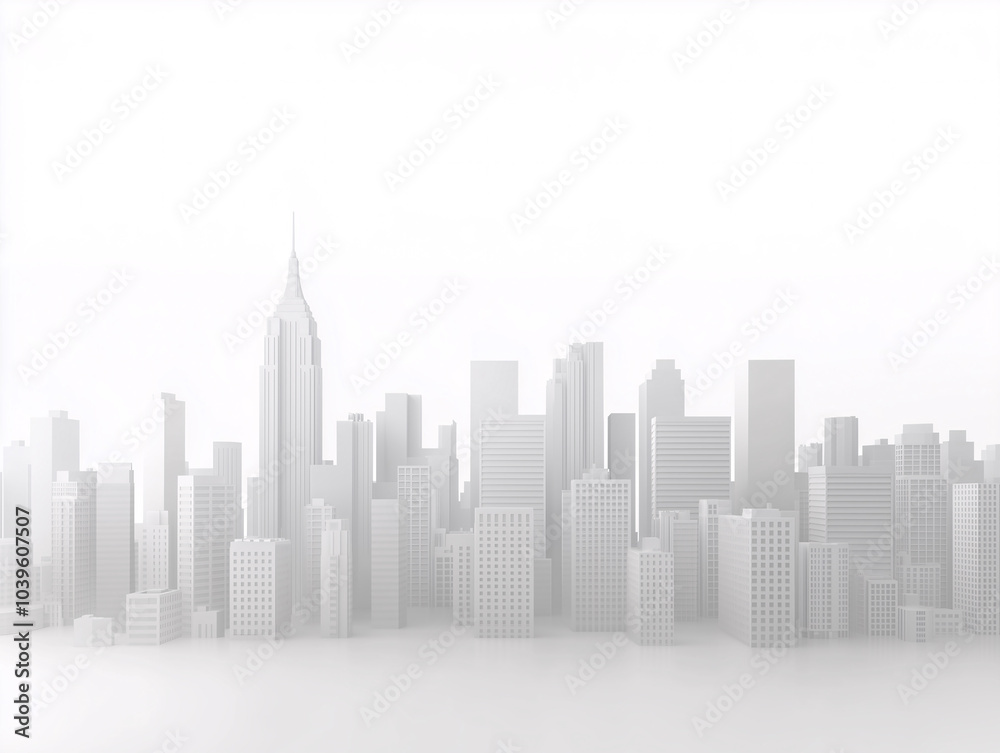 Minimalistic city skyline in grayscale Minimalistic city skyline in grayscale
