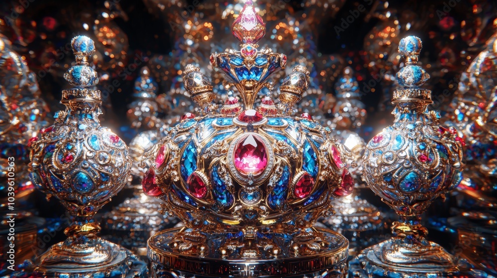 Fototapeta premium Golden Pudding in Crystal Goblet