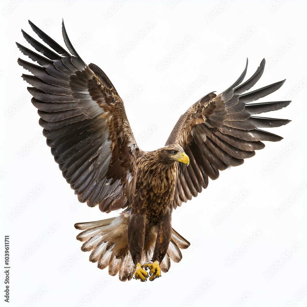 powerful, majestic eagle with wings fully spread white background powerful, majestic eagle with wings fully spread white background