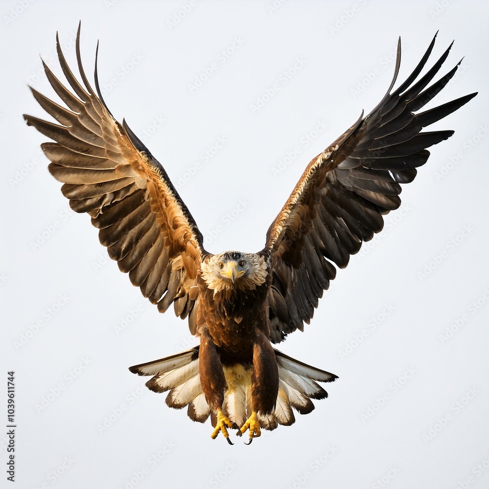 Obraz premium powerful, majestic eagle with wings fully spread white background