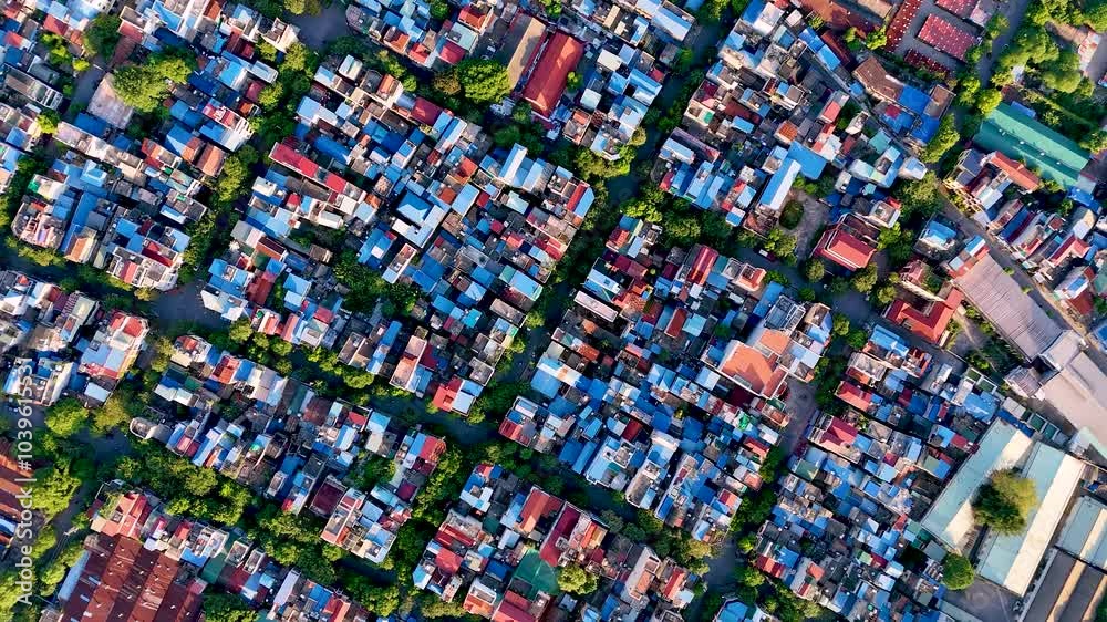 Aerial view of Nam Dinh city with many houses, buildings and lakes Aerial view of Nam Dinh city with many houses, buildings and lakes