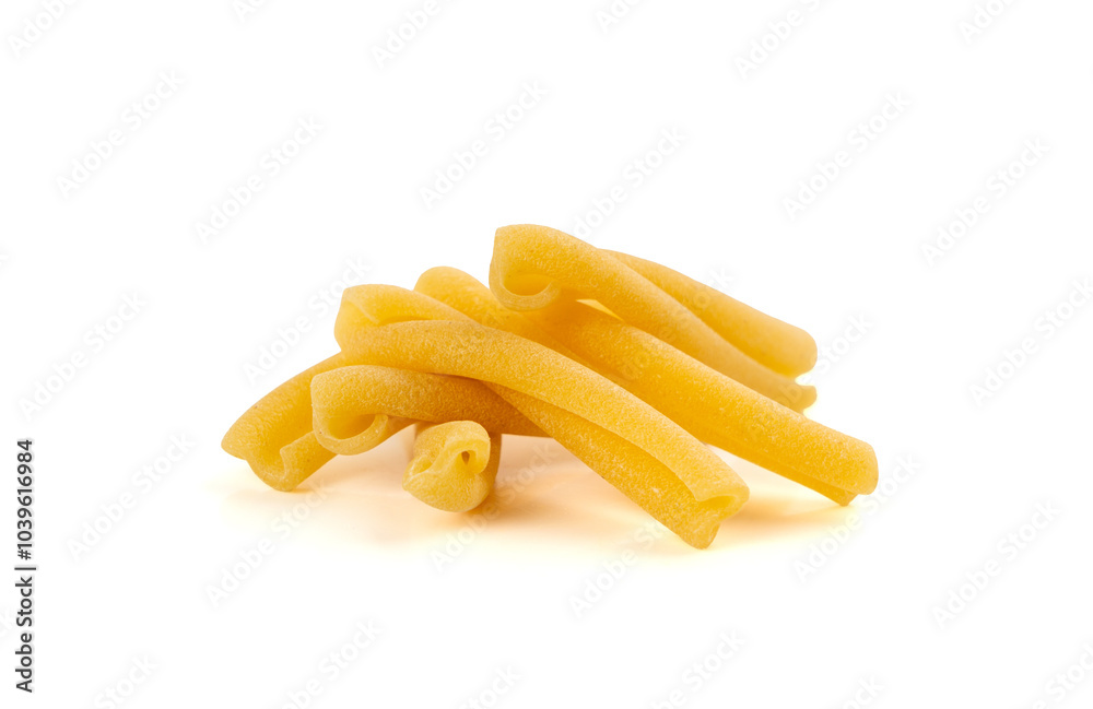 Casarecce pasta isolated, dry traditional macaroni, raw casarecce, wheat noodles, Italy cuisine ingredient Casarecce pasta isolated, dry traditional macaroni, raw casarecce, wheat noodles, Italy cuisine ingredient