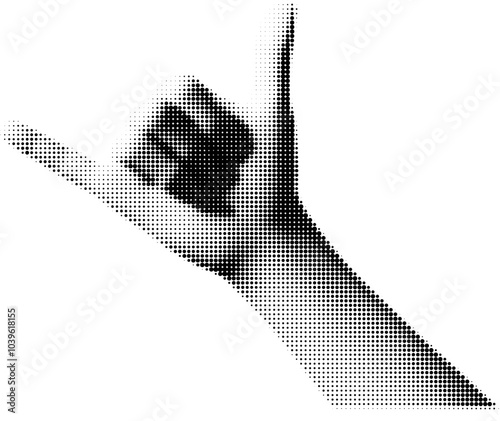 Vector element in retro halftone style. Human hand gesturing with halftone dotted pattern. Pop art paper cut elements.
