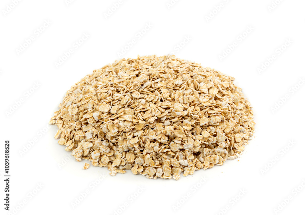 Dry raw oat flakes isolated, rolled flat grains, instant porridge, thin cereals, flattened grains group Dry raw oat flakes isolated, rolled flat grains, instant porridge, thin cereals, flattened grains group
