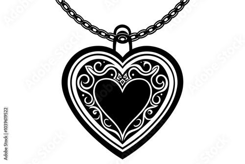 heart shaped locket necklace silhouette icon