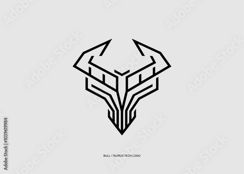 bull logo with code, digital