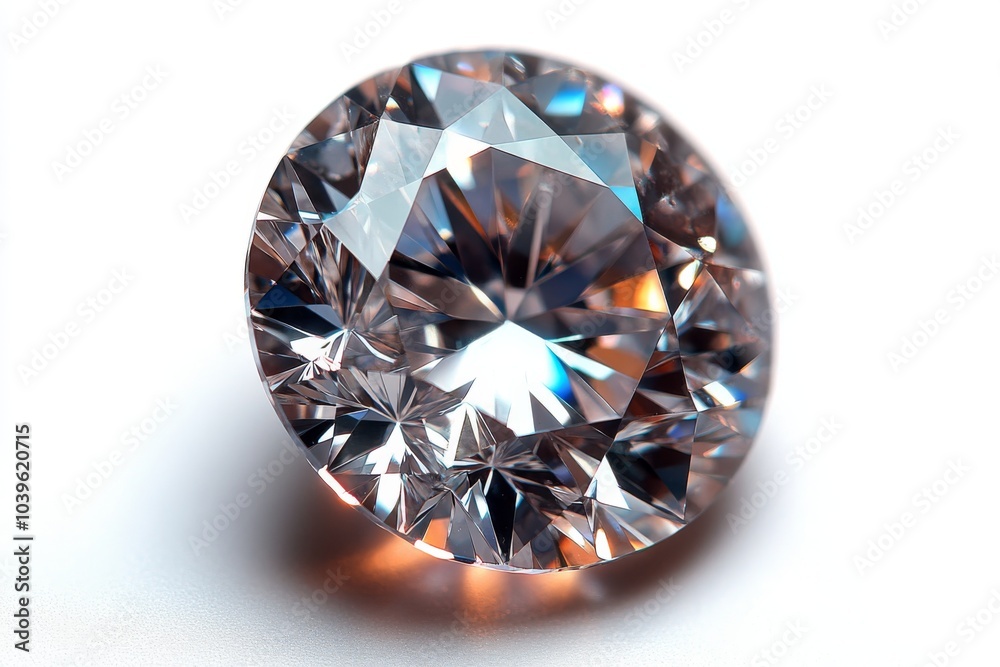 Sparkling Diamond Gemstone on White Background