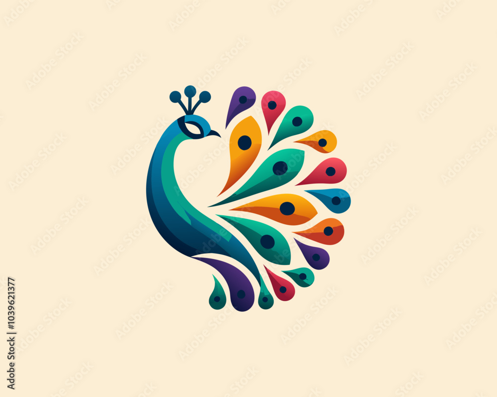 Obraz premium Peacock bird logo design vector illustration