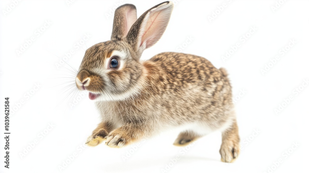 A cheerful rabbit isolated on a white background A cheerful rabbit isolated on a white background