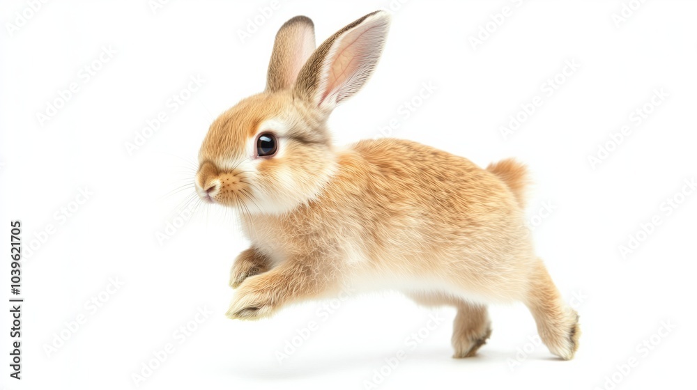 Obraz premium A cheerful rabbit isolated on a white background