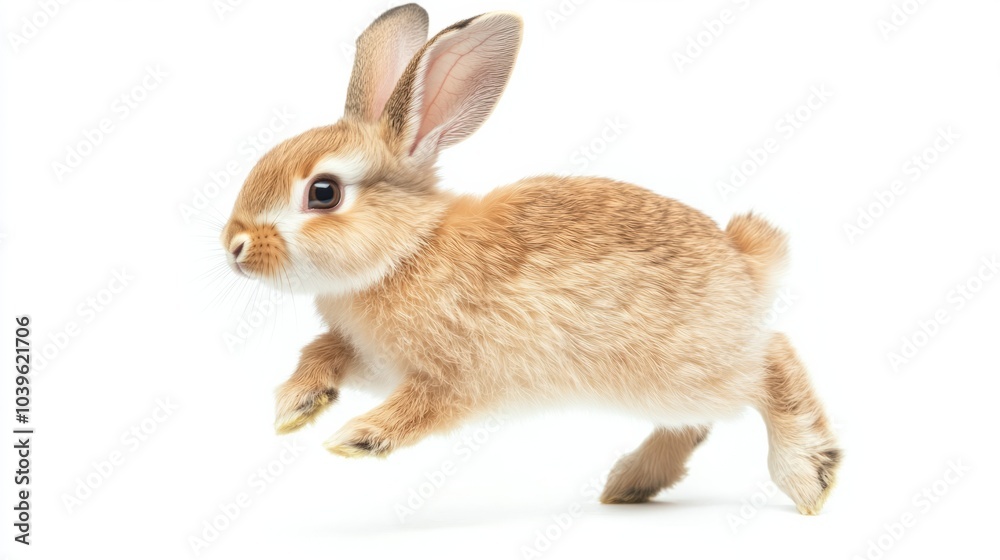 Fototapeta premium A cheerful rabbit isolated on a white background