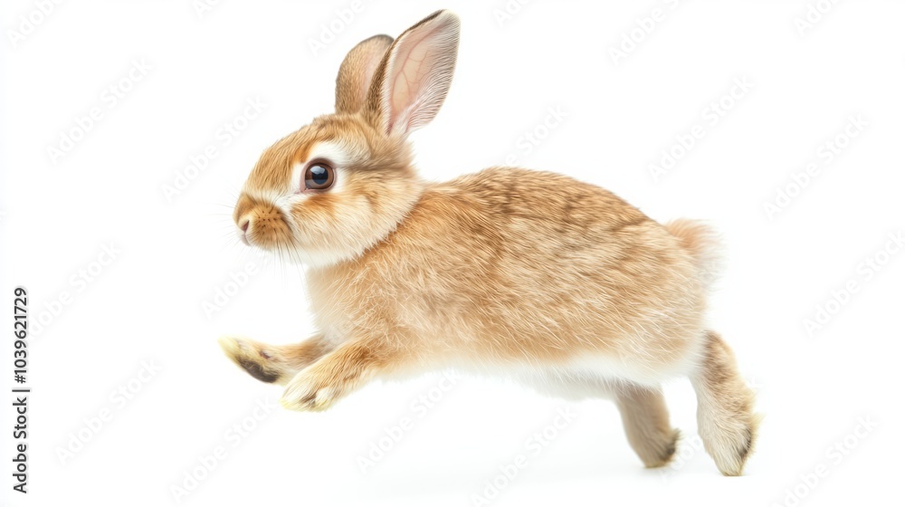 Obraz premium A cheerful rabbit isolated on a white background