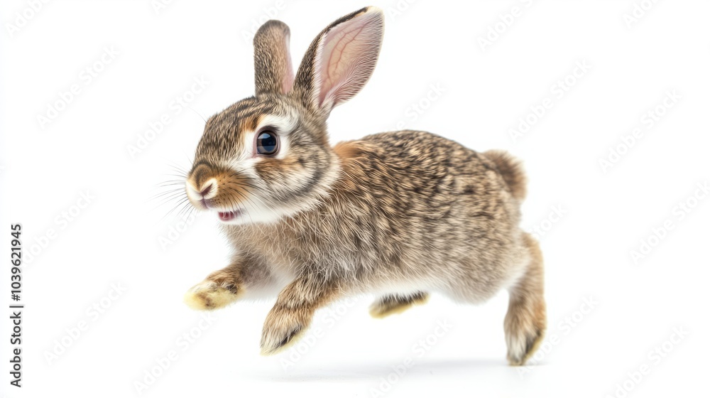 Obraz premium A cheerful rabbit isolated on a white background