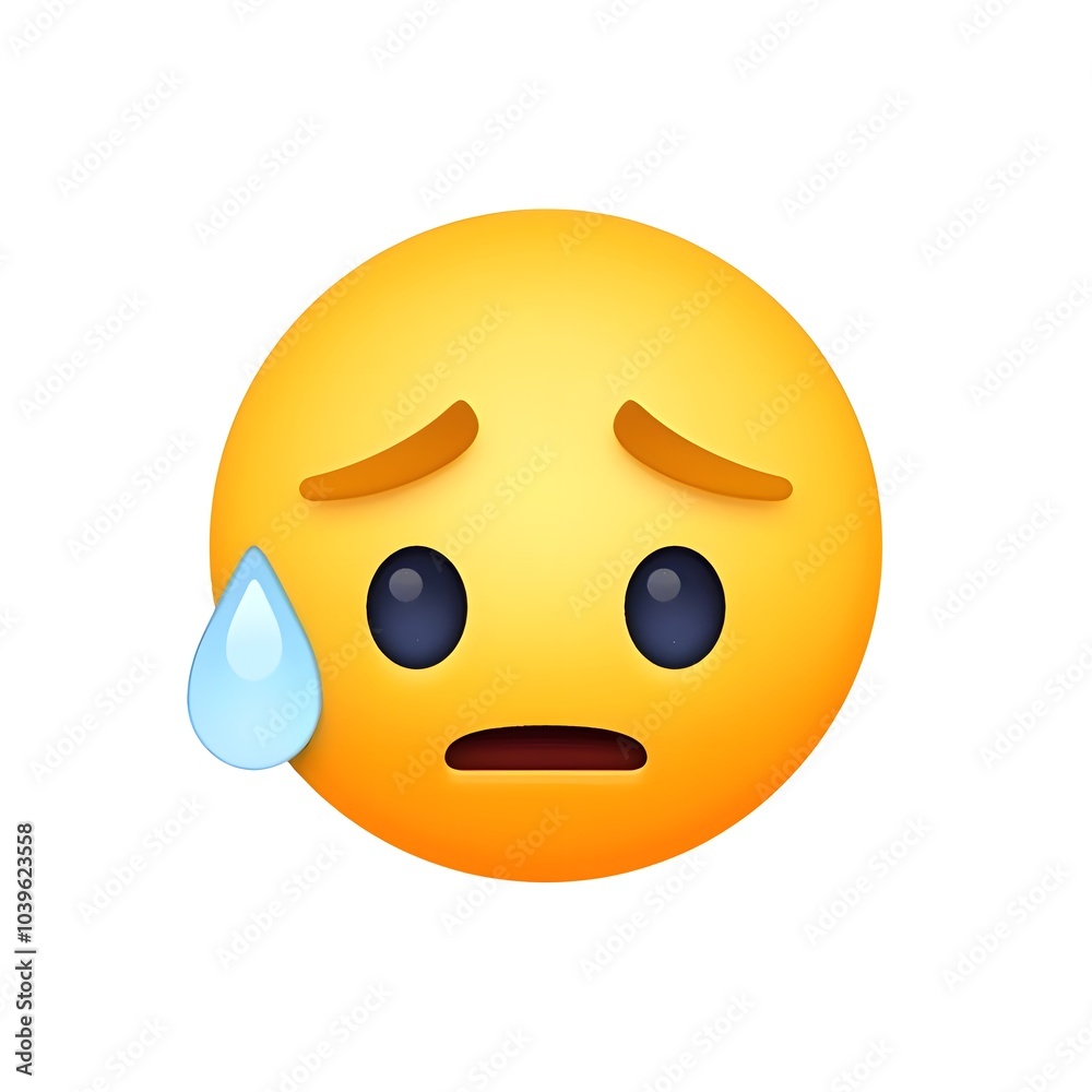 Fototapeta premium Sad but Relieved Face Emoji: Worry and Relief