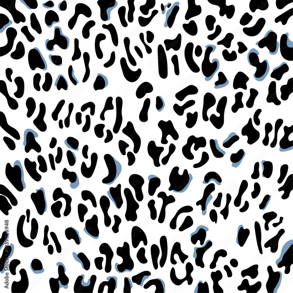 Black and Blue Leopard, Cheetah, Jaguar layered print pattern. Black and Blue Leopard, Cheetah, Jaguar layered print pattern.