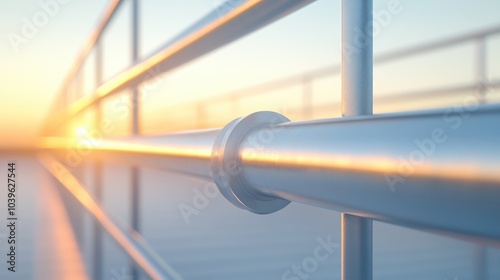 A metal railing with a pipe sticking out of it