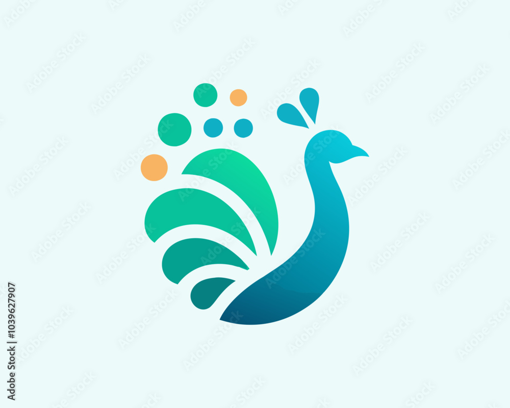 Fototapeta premium Colorful Peacock bird logo icon design vector illustration 