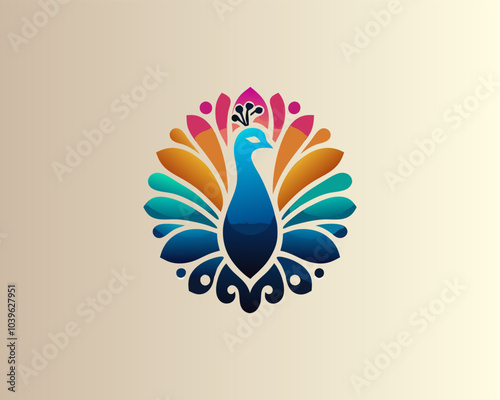 Colorful Peacock bird logo icon design vector illustration
 photo