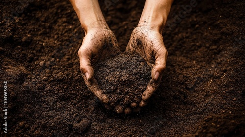 Wallpaper Mural Hands Holding Rich Dark Soil in Agricultural Setting Torontodigital.ca
