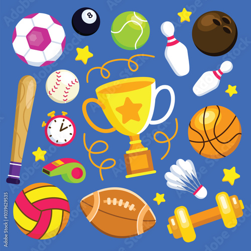 Hand drawn sports element flat vector illustration