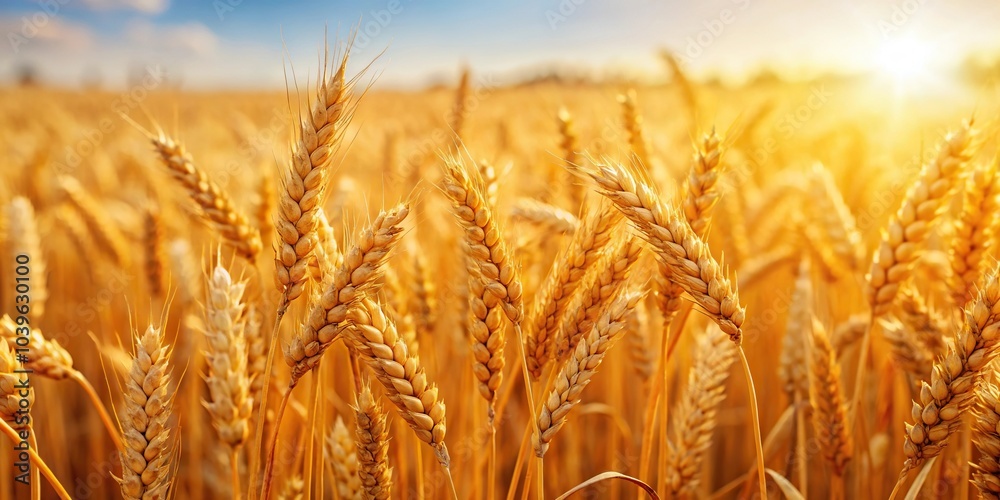 Close-up of a golden wheat field crop with selective focus Close-up of a golden wheat field crop with selective focus