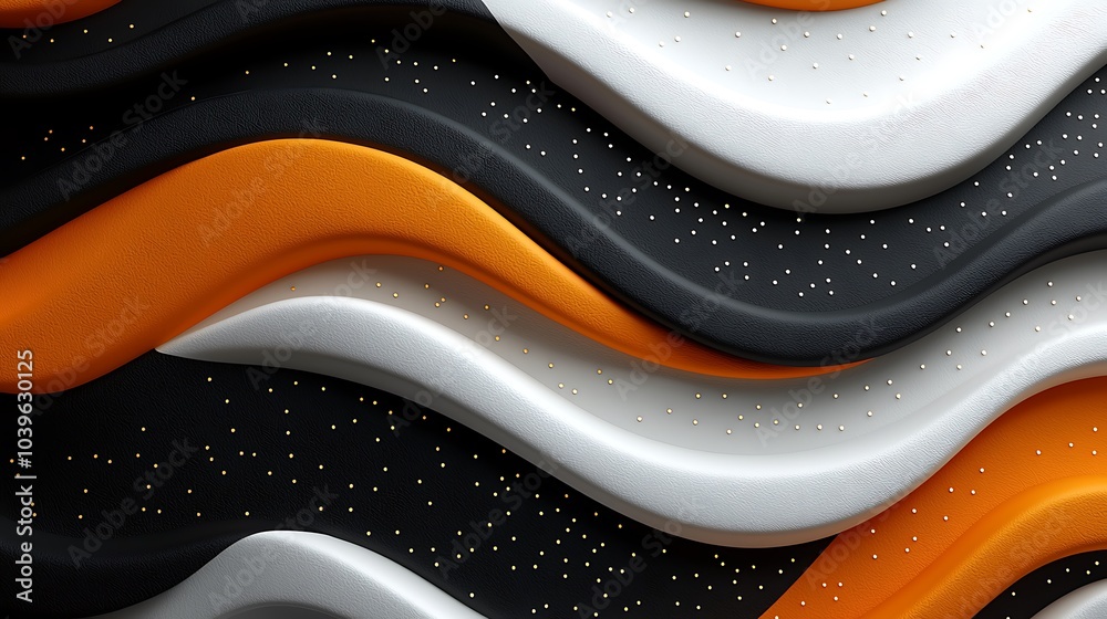 Abstract Wavy Background with Orange, Black, and White Colors Abstract Wavy Background with Orange, Black, and White Colors