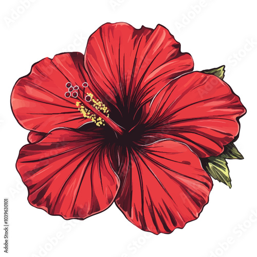 Red hibiscus flower vector illustration on a white background