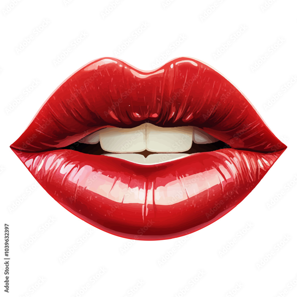 Obraz premium red kiss mark, vector illustration on a white background.