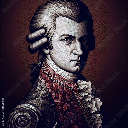 Mozart | Mozart Painting with Mosaic Patterns and Textures | Special Edition of Mozart Artistic Design photo