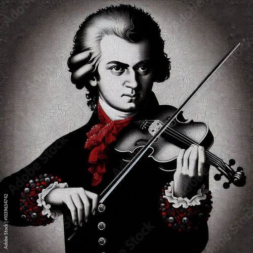 Mozart | Mozart Painting with Mosaic Patterns and Textures | Special Edition of Mozart Artistic Design photo