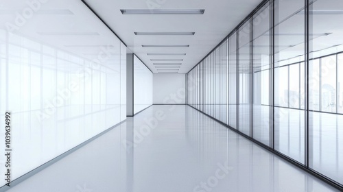 Wallpaper Mural Modern Office Corridor with Glass Walls. Torontodigital.ca