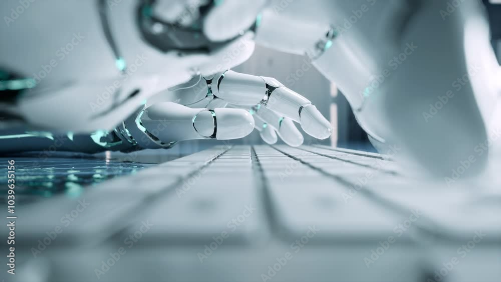 AI Robot Touching A Keyboard Extended Workshop Animation Natural Language Processing